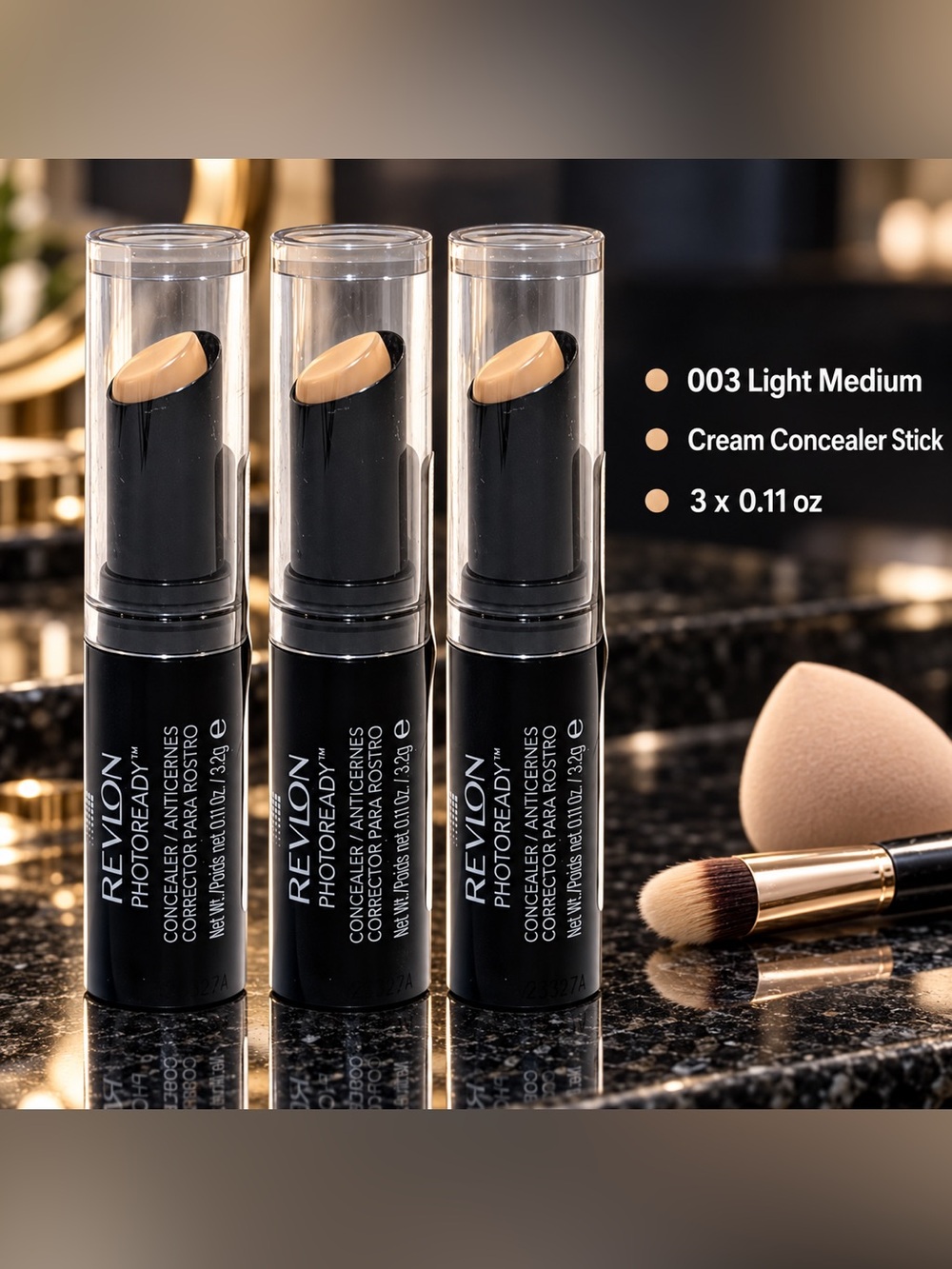 3 Pack Revlon PhotoReady Concealer 003 Light Medium New Sealed